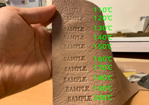 鹿革への焼印・刻印・箔押しの仕上がりと設定温度について
